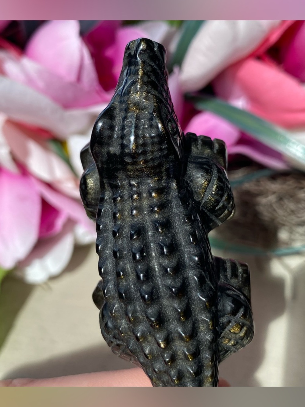 Gold Sheen Obsidian Alligator - Picture 8 of 12